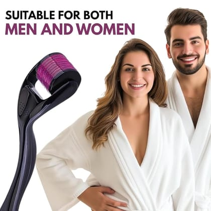 Derma Roller 0.5mm for Hair & Beard Growth – 540 Titanium Micro Needles for Hair Regrowth, Acne Scar Reduction & Skin Rejuvenation – Safe for Men & Women
